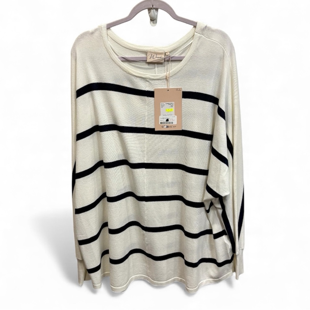 Wasabi Concept Striped White and Black Top